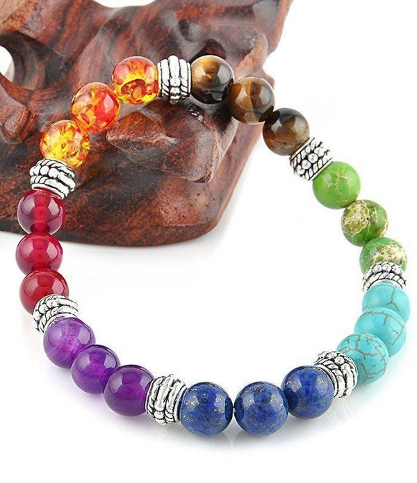 7 Chakra Healing Crystals Bracelet - silver edition