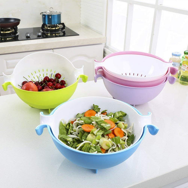 Double Layer Washing Vegetables and Fruit Draining Strainer