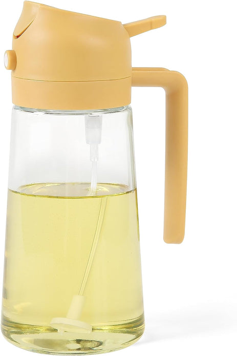 2 in 1 Glass Olive Oil Sprayer and Oil Dispenser || 14.5oz/450ml Oil Spray Bottle