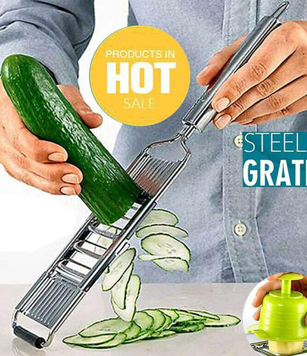 6 In 1 Multipurpose Stainless Steel Vegetable, French Fries Cutter, Slicer Graters