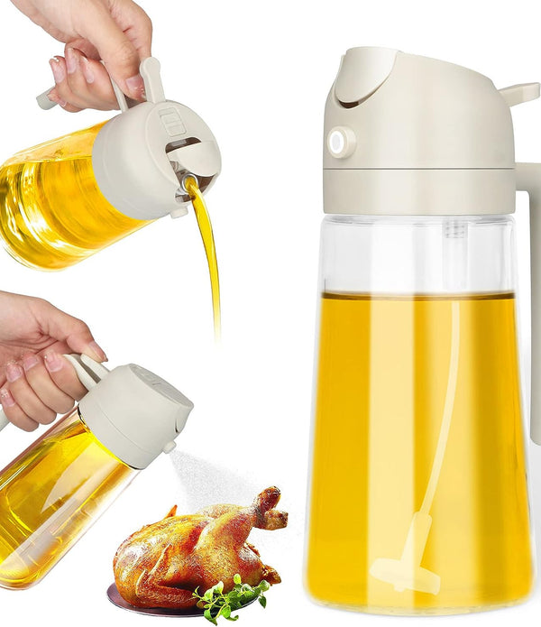 2 in 1 Glass Olive Oil Sprayer and Oil Dispenser || 14.5oz/450ml Oil Spray Bottle