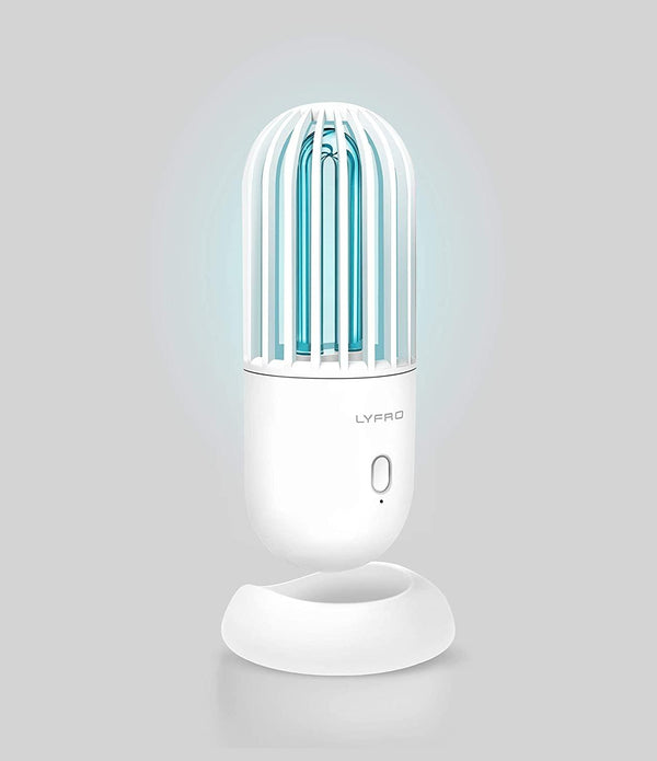 LYFRO Hova Tested and Certified Portable Rechargeable Ozone Sterilization Air Purifying UVC Disinfection Lamp (White)