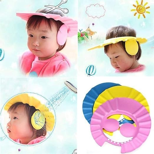 Adjustable Baby 3 Shower Cap with FREE 3 Baby Bath Brush