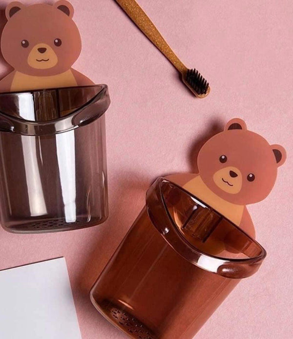 Wall Mounted Self Adhesive Teddy Bear  ToothBrush Holders