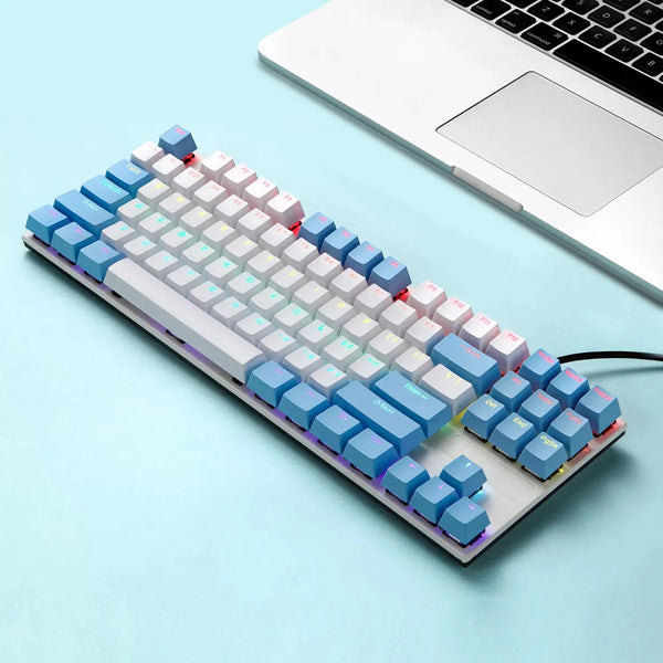 2022 Mechanical Double Color Keyboard 87 Keys Double Injection Keycap Wired with Metal Panel for Laptop PC