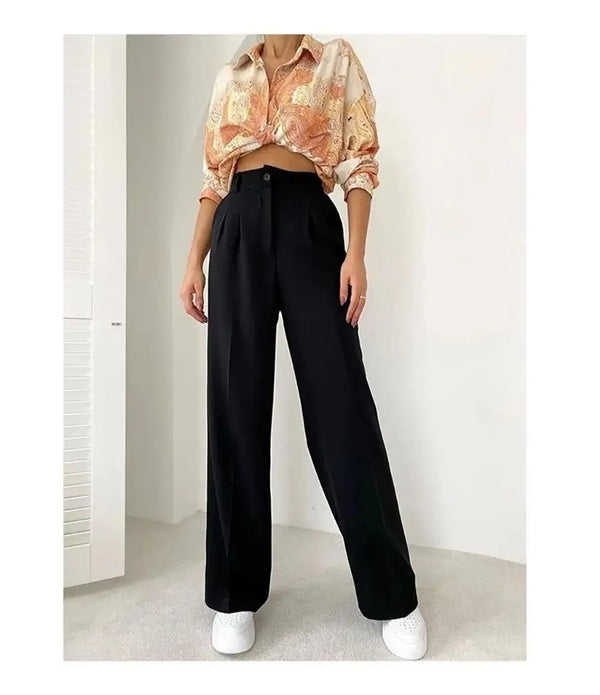 wide leg pants female summer high waist drape thin section 2023 new loose comfortable straight textured trousers