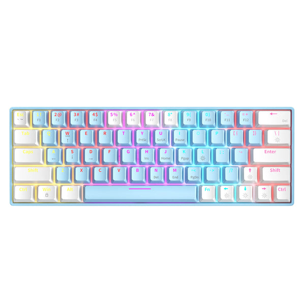 ZIFRIEND T62 Custom Red Switch Hot Swappable 25-key anti-ghosting 60 percent RGB 63 keys White Gaming Mechanical