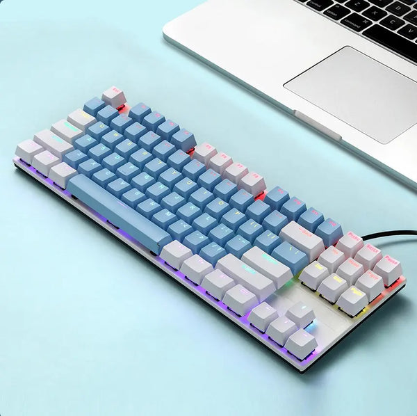 2022 Mechanical Double Color Keyboard 87 Keys Double Injection Keycap Wired with Metal Panel for Laptop PC