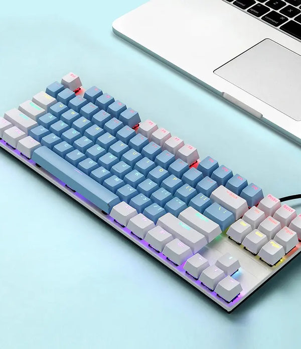 2022 Mechanical Double Color Keyboard 87 Keys Double Injection Keycap Wired with Metal Panel for Laptop PC