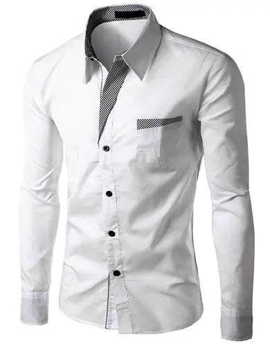 White Long Sleeve Men Dress Shirt OEM Custom 100% Cotton Casual Top Brand Formal