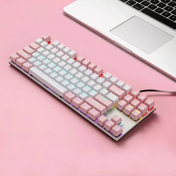 2022 Mechanical Double Color Keyboard 87 Keys Double Injection Keycap Wired with Metal Panel for Laptop PC