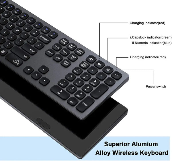 BT 3.0 5.0 Keyboard Multi-Device Rechargeable Aluminum Wireless Type-C Rechargeable 110 keys