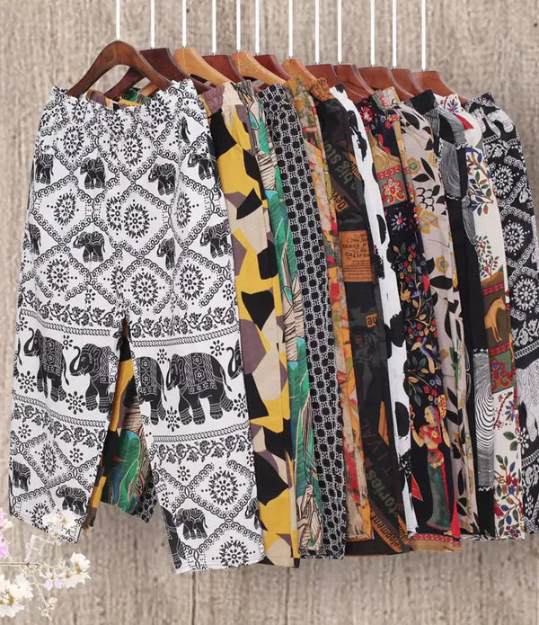 V638 Hot Selling High Waist Casual Plus Size Printed Womens Wide Harem