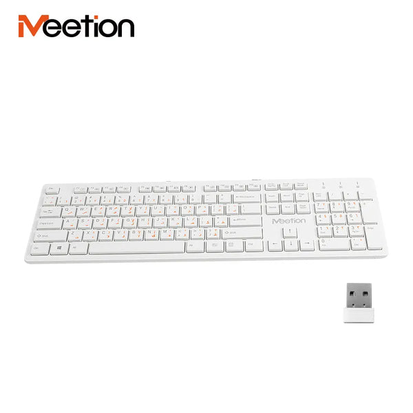 Meetion WK841 CC CE Multimedia Office White Arabic Slim Usb 2.4G Wireless For Laptop Pc