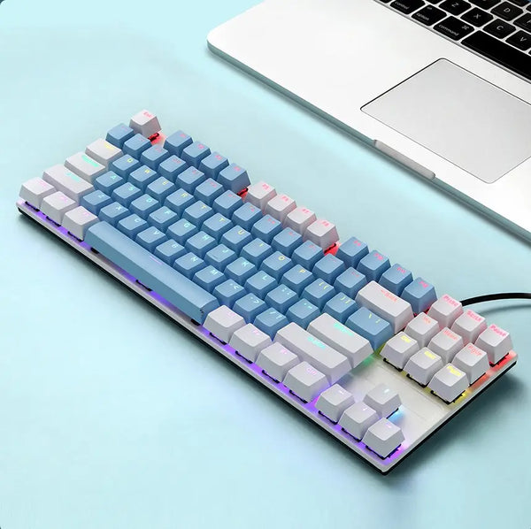 2022 Mechanical Double Color Keyboard 87 Keys Double Injection Keycap Wired with Metal Panel