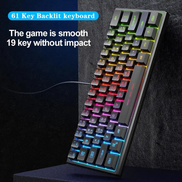 Hot selling FV-61 computer mechanical lkeyboard wired gaming glowing portable