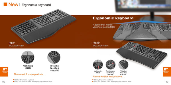 True high performance Ergonomic Keyboard Wireless Rechargeable 2.4G Ergonomic with Wrist Rest Cushion for Chrome/PC