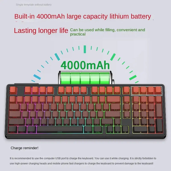 Spot wholesale HJSDZHI YG102 mechanical keyboard kit wireless 2.4G wired the third mock examination RGB game video game