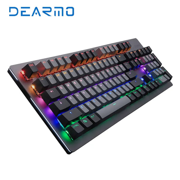 Dearmo F1 OEM RGB Backlit Wired Mechanical Keyboard Waterproof Dustproof Aluminum Alloy Gaming