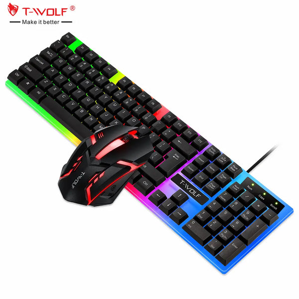 Clavier Souris gaming keyboard and mouse 104keys LED backlit 3D wired mouse and combos