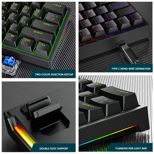 Custom Computer Laptop 61 Keys Mini Led Rgb Backlight 60 Keycaps Percent Gaming Mechanical