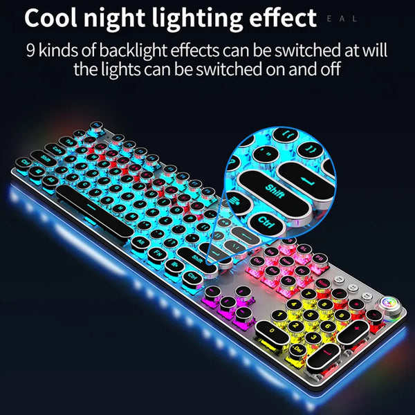 Waterproof 104Keys keyboard rgb backlight wired multimedia knob cyan axis gaming mechanical