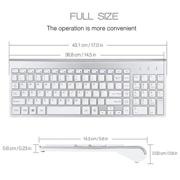 2.4G Wireless Silent Keyboard and Mouse Mini Multimedia Full-size Mouse Combo Set For Notebook Laptop Desktop PC