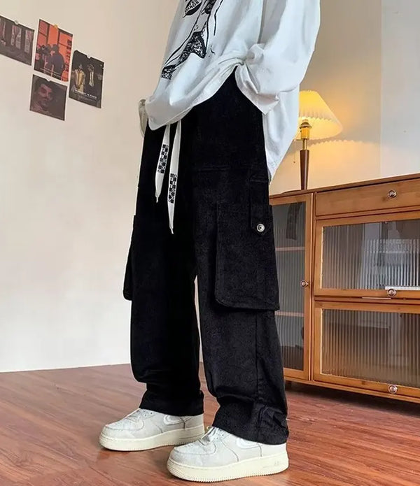 Workwear Wide Leg Casual Pant For Men In Spring Autumn Japanese Retro Trendy Brand Ins Loose Straight Leg Leggings Cropped