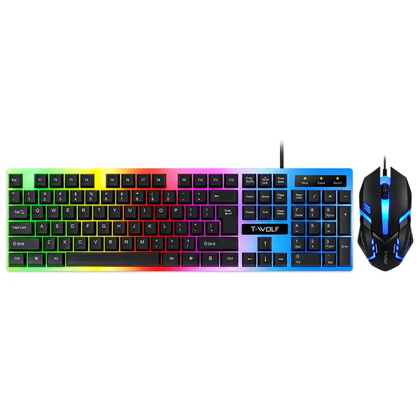 Clavier Souris gaming keyboard and mouse 104keys LED backlit 3D wired mouse and combos