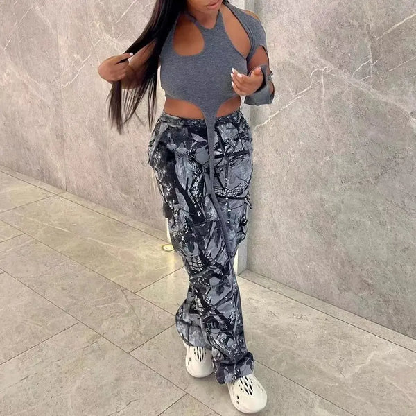 2024 New Fashion Women'S Camouflage Pants High Waist Straight Cargo Mujer Women Streetwear Baggy Women'S