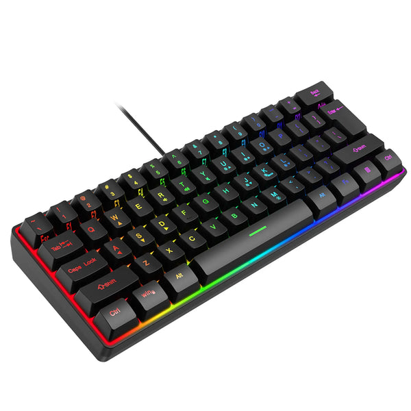 Multiple Color Combinations 61 Keys USB Wired RGB 60% Computer Gaming Small Black