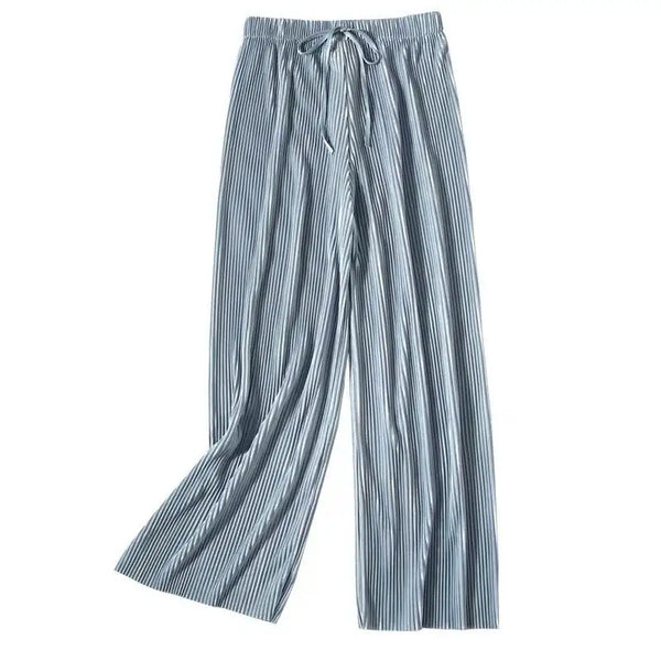 Wide Leg Pants Women's Trousers High Waist Drape Spring and Autumn Loose Casual Chiffon Trousers Ice Silk Nine-point