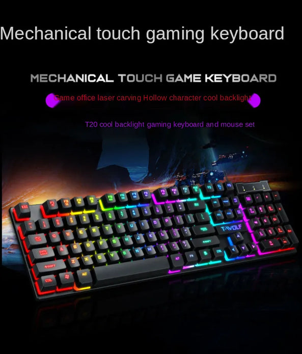 USB Wired Gaming Glow Keyboard 104 Keys Mechanical Suspended LED Backlit Rainbow Gaming for PC Computer Laptop