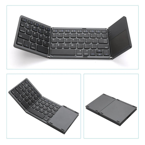 Tri-Fold Touchpad Mini Keyboard with touchpad Three System Compatible Wireless Folding