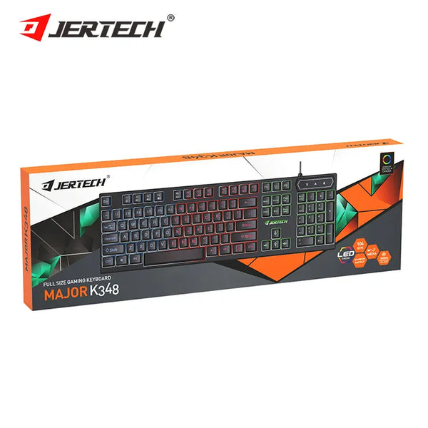 JERTECH K348 Brand Custom Keyboards OEM RGB Light Portable Full Size Arabic Office Gaming Wired Rainbow LED