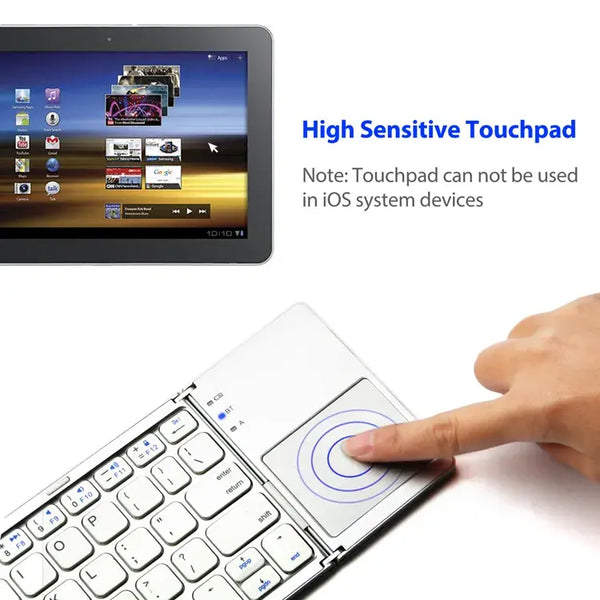 CE FCC RoHs 64 Keys Bluetooth Folding Keyboard with touchpad Portable Wireless Foldable for Laptop Tablet Phone