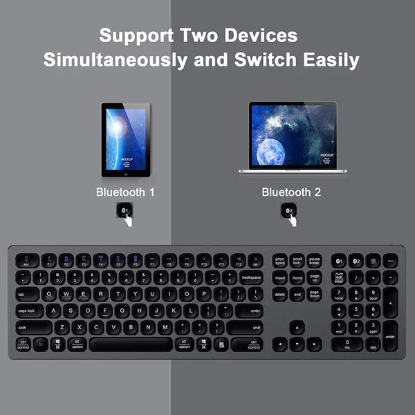 BT 3.0 5.0 Keyboard Multi-Device Rechargeable Aluminum Wireless Type-C Rechargeable 110 keys