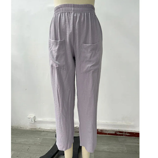 Plus Size Women's Loose-Fit Cargo Trousers Anti-Pilling Linen Wide Leg Women's Cargo in Size 3XL