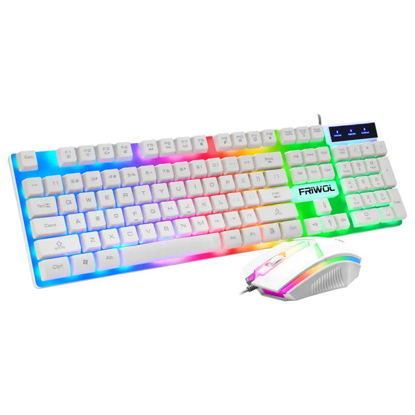 Factory Customized RGB LED Backlight Gaming Mouse Combo Set New custom language Teclado Klavye and Mouse