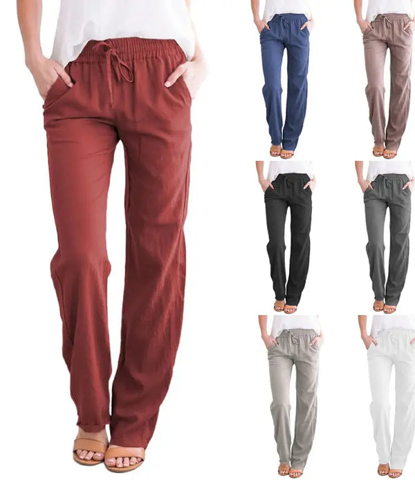 new arrival organic cotton trousers summer blank linen wide leg women summer wears fashion sweatpants