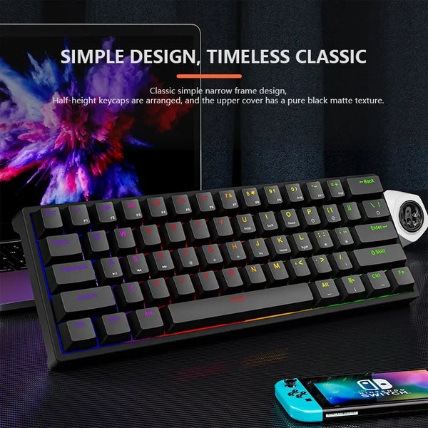 Custom Computer Laptop 61 Keys Mini Led Rgb Backlight 60 Keycaps Percent Gaming Mechanical