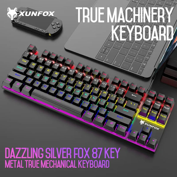 K80 mechanical keyboard wired green axis metal panel luminous desktop computer notebook office gaming