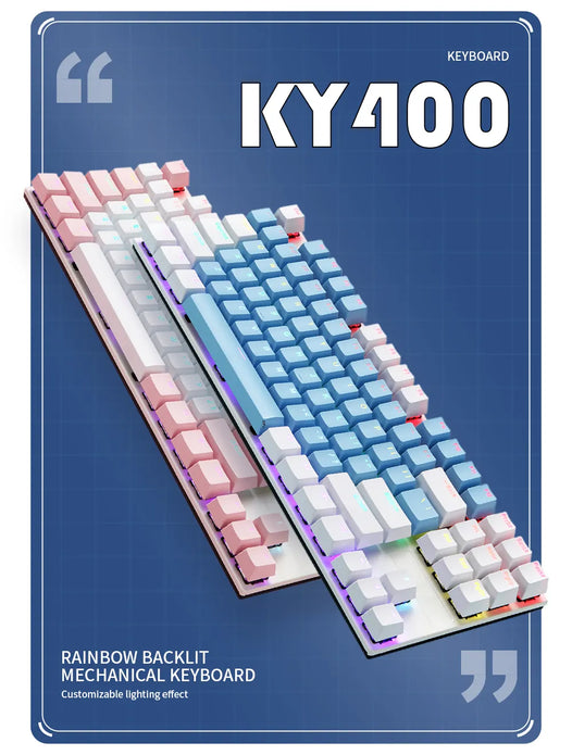 2022 Mechanical Double Color Keyboard 87 Keys Double Injection Keycap Wired with Metal Panel