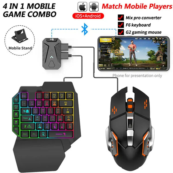 X629-2 Gaming Keyboard and Mouse Mix pro 4 in 1 Gaming Combos Rainbow LED Backlit Wired For PUBG Mobile/PC gaming