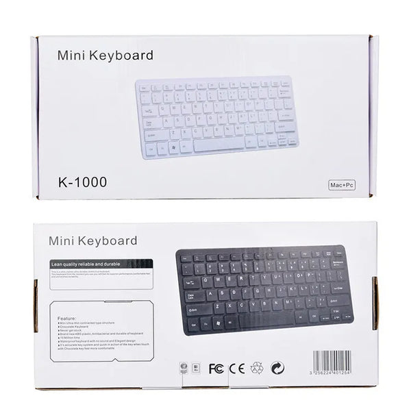 K1000 Black White Portable Small Size Gaming 60 Travel Business Chocolates Wired Mini Office for Apple