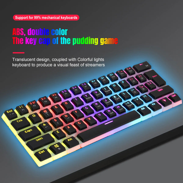 custom black mechanical keyboard 60% pudding keycap clavier tastiera gaming 61 keys USB wired backlit mechanical gaming