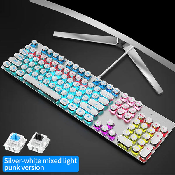 Waterproof 104Keys keyboard rgb backlight wired multimedia knob cyan axis gaming mechanical