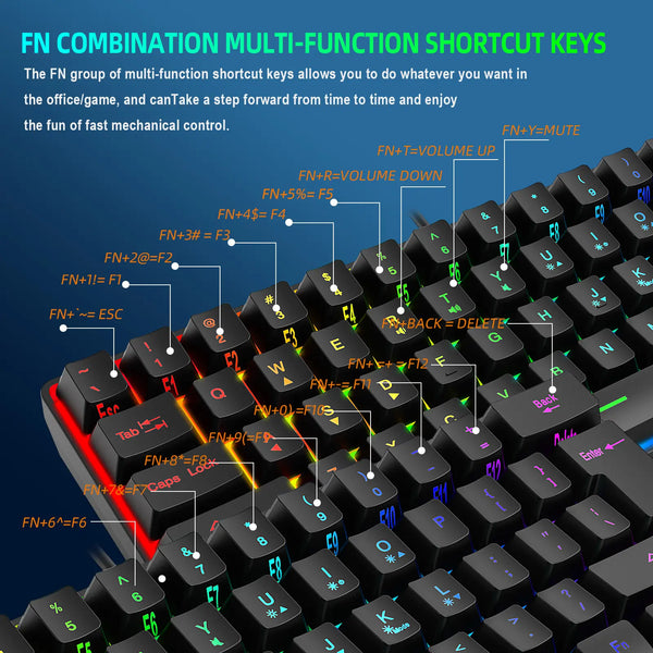 Multiple Color Combinations 61 Keys USB Wired RGB 60% Computer Gaming Small Black