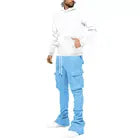 Street Wear Sweatpants Stacked Joggers With Pocket Custom Logo Plus Size Mens Cargo