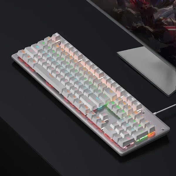 Comfortable and quiet keys with RGB 104-key ultra-thin LED backlit USB wired blue switch mechanical gaming